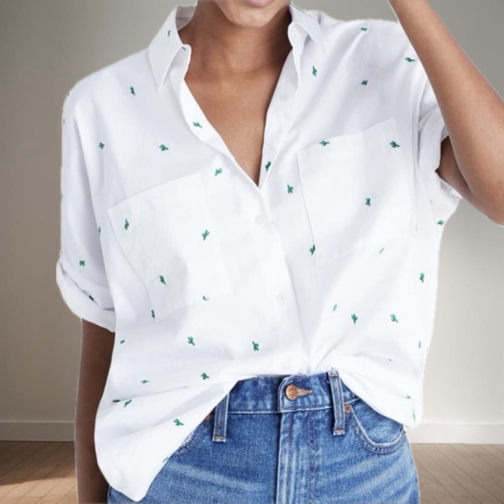 Madewell Embroidered Cactus Courier Shirt Size M
